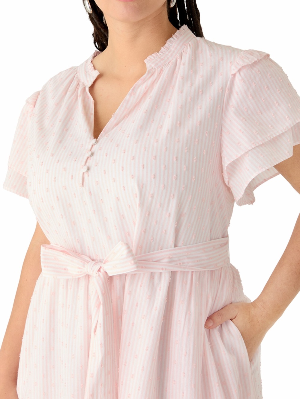 crown & ivy Light Pink Striped Tiered Maxi Dress - Picture 3 of 11